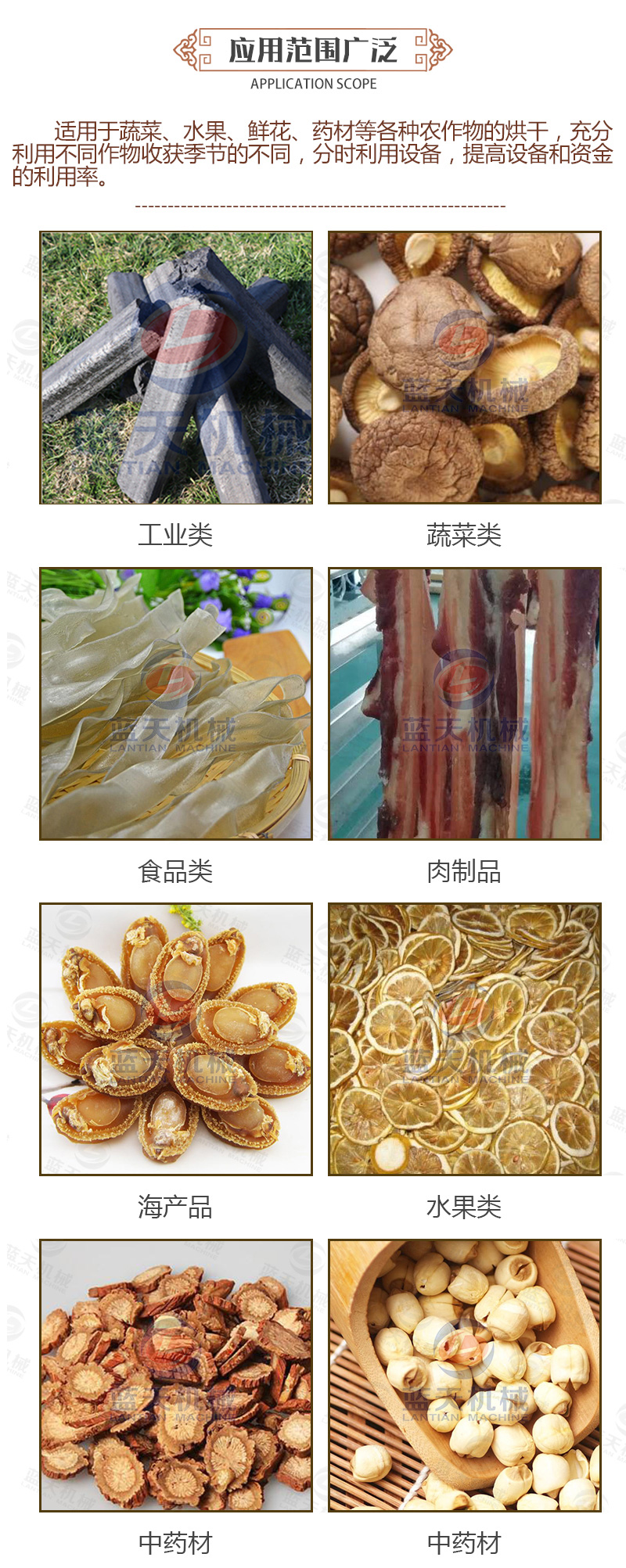 燒烤炭烘干機應(yīng)用范圍廣泛